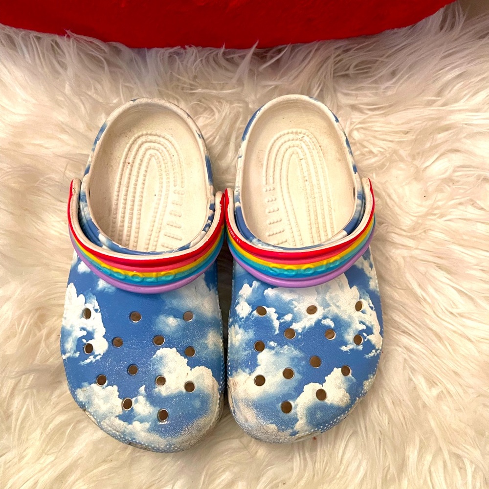 Kids Rainbow and Clouds Crocs Size 2